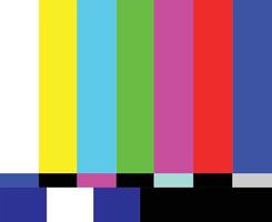 sin cartel de señal. mensaje de error colorido que se muestra en la pantalla del televisor. patrón de prueba de televisión retro. estilo plano vector