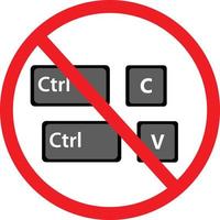 keyboard button Ctrl C V in the white cycle icon on white background. copy paste sign. Do not press the Keyboard button Ctrl C V symbol. flat style. vector