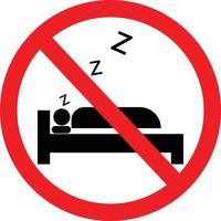 sin icono de dormir sobre fondo blanco. No se permite dormir aquí. sin símbolo de almohada. estilo plano vector