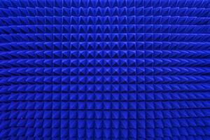 filas de música acústica panel piramidal de espuma insonorizada con iluminación azul. foto