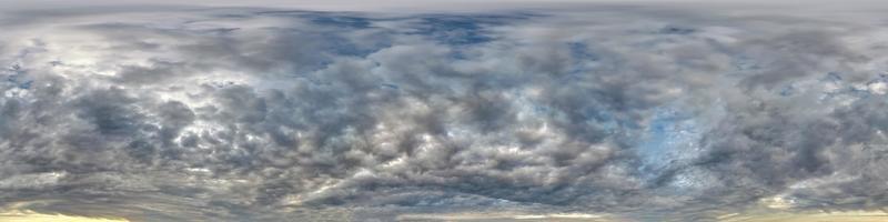 blue sky hdri 360 panorama with white beautiful clouds. Seamless panorama with zenith for use in 3d graphics or game development as sky dome or edit drone shot for sky replacement photo