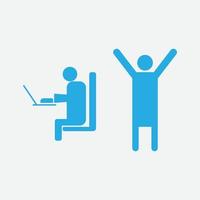 employee typing in laptop happy cheerful worker working in office vector icon