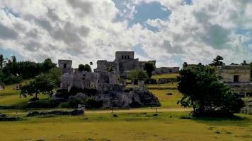 Ancient Tulum ruins Mayan site temple pyramids artifacts seascape Mexico. video