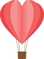 corte de papel de balão de ar quente de coração vermelho, balão de ar quente em forma de coração png