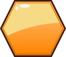 botón naranja hexagonal de dibujos animados png
