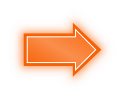 Neon orangefarbenes Pfeilbanner, Neonpfeil png