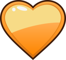 botón de corazón naranja de dibujos animados png