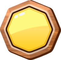 Yellow Cartoon Octagon Wooden Button png