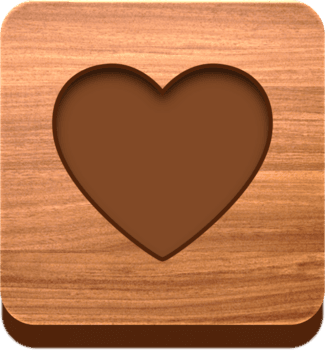 botão de coração de madeira, ícone de madeira png