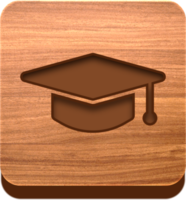 Wooden Education Hat Button, Wooden Icon png