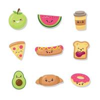 Kawai Food Sticker Template Concept vector