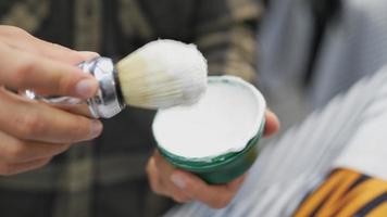 Creating shaving lather with brush and bowl video