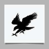 Vector illustration of a black eagle on white paper which is perfect for logos, business cards, emblems and icons.