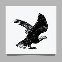 el águila negra vectorial sobre papel blanco es perfecta para logotipos, ilustraciones, pancartas, volantes, fondos de pantalla vector