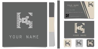 logo with business card design grey and white vector