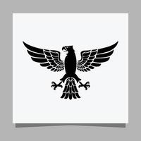 Vector illustration of a black eagle on white paper which is perfect for logos, business cards, emblems and icons.