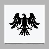 Vector illustration of a black eagle on white paper which is perfect for logos, business cards, emblems and icons.