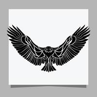 el águila negra vectorial sobre papel blanco es perfecta para logotipos, ilustraciones, pancartas, volantes, fondos de pantalla vector