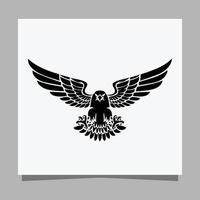 el águila negra vectorial sobre papel blanco es perfecta para logotipos, ilustraciones, pancartas, volantes, fondos de pantalla vector