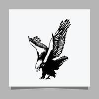 el águila negra vectorial sobre papel blanco es perfecta para logotipos, ilustraciones, pancartas, volantes, fondos de pantalla vector