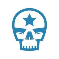 blue skull with with an asterisk on his forehead vector illustration