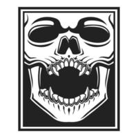 skull vector illustration in square