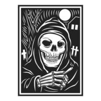 skull character doing smoking cigarette vector illustration