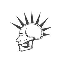 cráneo, cabeza, punk, vector, ilustración vector