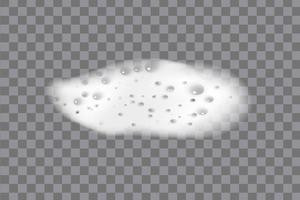 Realistic white cold beer foam with bubbles, flowing down a glass goblet. vector