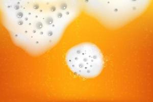 Realistic white cold beer foam with bubbles, flowing down a glass goblet. vector