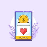 online fundraising charity donation mobile app vector illustration