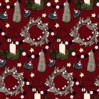 Christmas background with interior decorations. Seamless pattern for the new year. vector