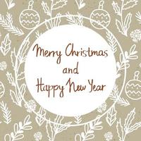 Merry Christmas and Happy New Year greeting card. vector