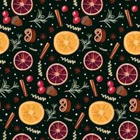 Christmas pattern with spices for mulled wine. vector