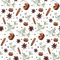 Christmas seamless pattern with spices for mulled wine vector