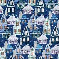 Christmas background with houses in the snow. vector