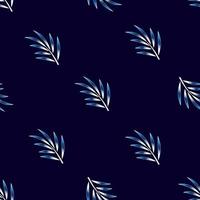 blue palm leaves on dark background seamless pattern. tropical plant wallpaper design. Tropical background. Vector illustration. Printing and textiles. nature wallpaper. Exotic tropics. Summer design