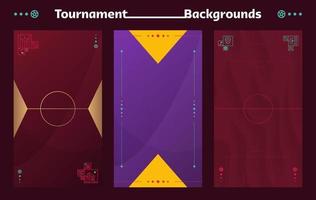 World football 2022 social media backgrounds set. Vector illustration Football 2022 vertical pattern background or banner, card, website. burgundy color