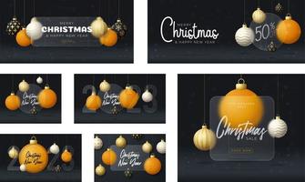 Ping-pong Christmas sale banner or greeting card. happy new year and merry christmas sport banner with glassmorphism, glass-morphism or glass morphism blur effect. Realistic vector illustration
