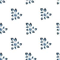 Floral seamless tropical pattern with blue plants and leaves on white background. floral background decorative. nature wallpaper. tropical background. flowers wallpaper. autumn design. spring decor vector