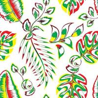 illustration tropical plants leaves seamless pattern with digital style on white background. Simple nature background. fashionable prints texture. vector design. nature wallpaper. Summer design