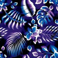 hojas de palma de monstera azul abstracto patrón sin costuras con hojas de plátano tropical y follaje de plantas de flores sobre fondo abstracto. fondo floral. trópicos exóticos. diseño de verano. papel pintado de la naturaleza vector