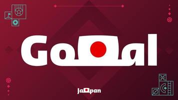 japan flag with goal slogan on tournament background. World football 2022 Vector illustration