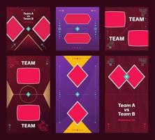 World football 2022 social media backgrounds set. Vector illustration Football 2022 vertical, square pattern background or banner, card, website. burgundy color