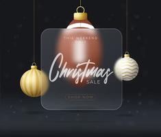 American Football Christmas sale banner or greeting card. happy new year and merry christmas sport banner with glassmorphism, glass-morphism or glass morphism blur. Realistic vector illustration