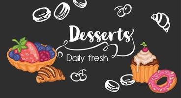 Postcard sweet desserts daily fresh vector