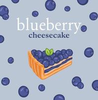 Postcard of sweet desserts blueberry cheesecake vector