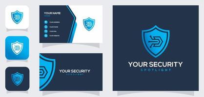 vector graphic of shield and initial D technology logo design for cyber security business card