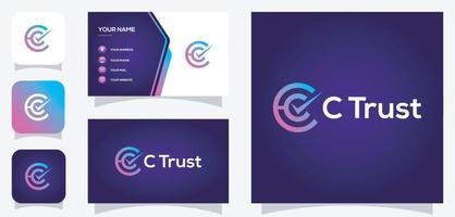 vector graphic of initial C digital technology and check or checklist logo design with business card