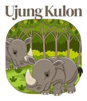 Ilustración de vector de parque nacional ujung kulon